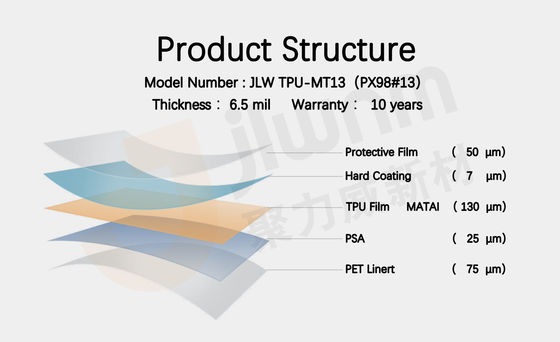 JLW TPU-MT13 （PX98 # 13 PPF طبقة حماية الطلاء TPU 6.5mil فيلم واقية طلاء السيارة الشفاف
